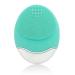 Sonic Facial Cleansing Brush, Soft Silicone Waterproof Face Cleanser Bamboo Charcoal Wireless Charging Travel Size Massager for Skin Exfoliation, Deep Cleansing, Anti Aging - Green