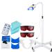 3 Mode Teeth Whitening Lamp LED Blue Purple Red Teeth Whitening Beauty Lamp Professional Dental LED Teeth Whitener Bleaching Light with Disposable Bibs Mouth Opener and Mouth Sheath