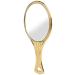 Garden Of Arts Golden Handheld Salon Barbers Hairdressers Oval Mirror with Grip Handle