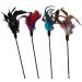 Demarkt 4X Cat Fishing Rod Feather Wand Cat Toy with Bell Cat Toy with Feathers Random Color 60cm (4 Pieces)