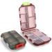 2PCS Travel Pill Organizer Box, Portable Pill Case, Pill Box Dispenser, with 10 Compartments for Different Medicines Grey+dark Red