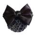 Women Hair Bun Cover Net Snood Hairnet Bowknot Decor Barrette Hair Clip Bow Lace Flower Hair Accessories(Black)