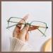 Anti Blue Light Eyewear Anti Eye Strain Computer Readers Designer Reading Glasses Square Oversized Flat Light Mirror +0.00 Green