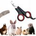 Rabbit Nail Clippers - Professional Pet Nail Clippers Stainless Steel Claw Trimmer Scissors for Small Animal Rabbit Guinea Pig Puppy Ferret Hamsters Chinchilla Sugar Glider Grooming Supplies Black