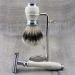 Top Old School Shaving Set for Men | Silver Tip Brush DE Safety Razor & Chrome Stand - Gentlemen's Grooming Essential - Buy Online on GoSupps.com