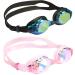 Aegend Kids Swim Goggles, Swimming Goggles for Kids Age 4-16 Boys and Girls Black & Pink