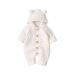 VICROAD Baby Hooded Knitted Rompers Newborn Girls Boys Onesies Warm Sweater Jumpsuit Outfits 12-18 Months Beige