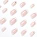Justotry 24 Pcs Beige Almond Short False Nails French Press on Nails - White Striped Pattern Fake Nails with Nail Glue for Women - Buy Online on GoSupps.com