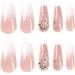 Justotry 24 Pcs Milky French Diamond False Nails - Glossy Pink Ballerina Press on Nails for Women Acrylic Coffin Medium - Nail Art with Glue Included - Buy Online on GoSupps.com