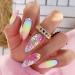 yomoe Rainbow Small Flower Sticker Diamond French Wearable Nails Wearable Press on Nails Full Cover Nail Tips - Buy Online on GoSupps.com