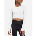 BALEAF Women's Long Sleeve Crop Workout Shirt - White | Slim Fit Top for Gym, Yoga, Running - Medium - Buy Online on GoSupps.com