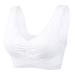 A Women's Front Buckle Bras Lace Edge Without Steel Ring Seamless Gathering Adjustment Yoga Sleep Big Bras Strapless White XL