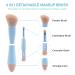 4-in-1 Portable Travel Makeup Brush Set - Detachable Double Head Eyebrow & Blending Brushes - All-in-One Sponge for Eyeshadow Liner & Blush (Blue) - International Shipping Available - Buy Online on GoSupps.com