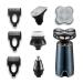 Detachable Head Shaver 5 in 1 Electric Shaver IPX6 Waterproof wet/dry rechargeable 5D floating head Rotating shaver Beauty kit (Dark blue suit)