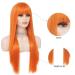 Orange Long Straight Wigs for Women | 28 Inch Synthetic Hair Wig with Bangs for Cosplay & Daily Use - Buy Online on GoSupps.com