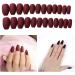 Beaupretty Wine Red Coffin Nails Full Cover Matte False Nails French Acrylic Press On Nails for Women 24pcs - Buy Online on GoSupps.com