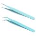 Ainiv 2Pcs Straight Curved Tweezers Lash Tweezers Stainless Steel Pointed Tweezers Kit Sticker Tweezers Craft Tweezers for Eyelash Extensions DIY Crafts Nail Art Jewelry Making (Blue) #4 2PCS Blue