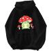 Cute Frog Mushroom Hoodie for Women | Long Sleeve Drawstring Sweatshirt with Pockets | Casual Top in Black | Size Medium - Buy Online on GoSupps.com
