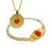 Custom Engraved Medical ID Bracelet and Alert Necklace - Stainless Steel Curb Links Red: Wrist Size - 6.25in / 15.9cm Red