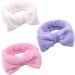 Makeup Headband Elastic Bow Spa Head Bands Coral Fleece Headwrap for Washing Face Pink Plush Bow Headband - Buy Online on GoSupps.com