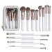 Durratou 18Piece Makeup Brush Set Pearlescent White Makeup Tools Super Soft Hair Makeup Brushes Eyeshadow Brush Set