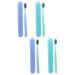 Mobestech 4 pieces toothbrush set toothbrush made of travel toothbrush toothbrush heads made of wood super soft toothbrush hand toothpaste gift travel pp-raw material natural