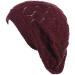 BYOS Chic Soft Knit Airy Cutout Lightweight Slouchy Crochet Beret Beanie Hat Burgundy Leafy
