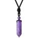 XIANNVXI Healing Crystal Necklace for Men Women Crystal Pendant Hexagonal Point Pendant Necklace Natural Gemstone Adjustable Rope Reiki Jewellery Necklace A - Amethyst