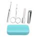 Nail Clippers Plastic Box 4-Piece Set Sharp Nail Clippers Ear Eyebrow Tweezers File Home with A Set of Convenient Enough to Keep (Color : Blue)