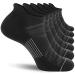 FITRELL 6 Pack Men's Ankle Running Socks Low Cut Cushioned Athletic Sports Socks 7-9/9-12/12-15 Black+gray 9-12