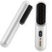 Cordless Hair Straightener Brush Negative Ion Hot Hair Brush Portable Hair Straightener with LCD Temperature Display Rechargeable 360 Anti-Scald Large Battery for Women Travel (White)