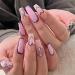 Foccna Comic Pink Press on Nails Extra Long  Acrylic Fake Nails Coffin Cartoon LOVE Design False Nails Artificial Nails for Women and Girls  24 pcs