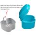 Obanim 2-Piece Prosthesis Bathing Builder Box Holder - Travel Storage Container with Sieve Basket for False Teeth Cleaning (White/Blue) - Buy Online on GoSupps.com