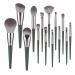 14-Piece Green Makeup Brush Set | Loose Powder Highlighter Eyeshadow Foundation & Contour Brushes - International Shipping Available - Buy Online on GoSupps.com