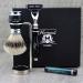 4Pc Mens Shaving Kit 3 Edge Razor With Silver Tip Badger Hair Shaving Brush Dual Stand and Alum Pencil Perfect Set For Men
