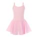 TENVDA Girls Dance Leotards with Skirts Pink Black Toddler Ballet Dress Camisole Ruffle/Short/Long Sleeve for 2-10 Years Kids Style 1-ballet Pink 3-4T