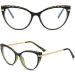 Women's Blue Light Blocking Cat Eye Glasses - LJCZKA Anti Eye Strain Computer Eyeglasses, Clear Frame with Green Leopard Design - Buy Online on GoSupps.com