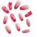 Long style Red Love V-shaped French Nail Bowknot Fake Nail Press On Nails with Nail Tips Cute Artificial Nails for Women and Gils - Buy Online on GoSupps.com