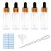 5Pcs Transparent Dropper Bottle 50ML Plastic Eye Dropper Bottles for Essential Oil Pipette Refillable - with Measured Pipette Funnel and Labels (Black + Gold Cap) 50ml Black + Gold Cap