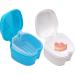 Eriction 2PCs dentures bathroom box organizer dental false teeth storage box hanging mains container cleaning teeth suitcases artificial tooth boxes blue+white