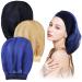 TCOTBE 3 Pcs Silk Bonnet Hair Wrap for Sleeping Soft Satin Bonnet Long Sleep Caps with Wide Elastic Band Comfortable Head Covers for Night Sleep Hair Care Women Long Hair Curly Hair Hair Loss Black