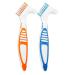 Portable prosthesis cleaning brushes with moderately multi -layered bristles double -sided brush for cleaning artificial teeth - 2 colors