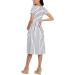 Love2Mi Short-Sleeve Maternity Dress - A-Line Midi Dress for Pregnant Women - S White Black Stripe - Buy Online on GoSupps.com