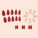 24 Pcs Short Almond Press on Nails - Solid Burgundy Medium Fake Nails with Gold Glitter Stripe | Reusable Acrylic False Nails Kit for Women | Nail Glue & Mini Nail File Included - Buy Online on GoSupps.com
