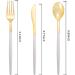 144 PCS Disposable Gold Silverware with White Handle - 48 Forks, 48 Knives, 48 Spoons - Buy Online on GoSupps.com