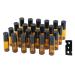 Topsky 24 pieces 5ml brown roll-on glass bottles with stainless steel scooters-refillable empty bottles for essential oils lotions and perfumes brown 5ml 24