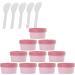 empty jars with lids cosmetic jar B0CKBRDC1B12 PC Empty 50ml Pink Facial Mask Wide Mouth Plastic Jars 50g Leakproof Cosmetic Pot Container with Lids with 6 PC Spatula (Color : Roze Size : 100ml) (C