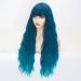 FVCENT 27 Teal Curly Synthetic Wig with Bangs for Women & Girls Charming Style & Comfort - Buy Online on GoSupps.com