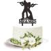Heavy Gun Wedding Cake Topper - Groom & Bride With Heavy Gun Behind Each Other - Funny Gun Theme Wedding/Anniversary/Bridal Shower Cake Topper Mr and Mrs Wedding Cake Topper