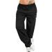 Handyulong Women's Stretch Cargo Yoga Pants with Pockets - Black | Wide Leg Palazzo Trousers for Workout and Relaxation - Buy Online on GoSupps.com